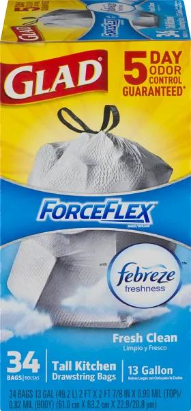 Forceflex Tall Kitchen 13 Gallon 34 ct