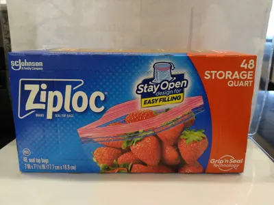 Ziploc Storage Quart Double Zipper Bags 48 ct