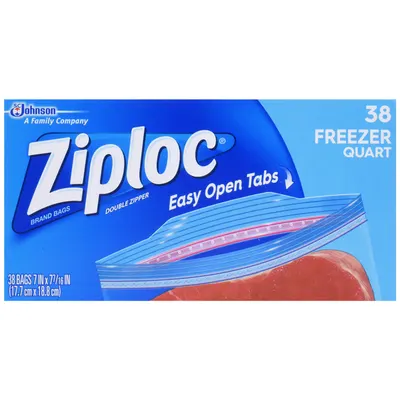 Freezer Quart Double Zipper Bags 38 ct