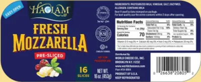 Fresh Mozzarella Pre-Sliced 16 ct