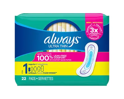 Ultra Thin Leak Free Size 1 Comfort Pads 22 ct