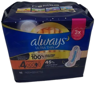 Size 4 Overnight  Ultra Thin Pads 16 ct