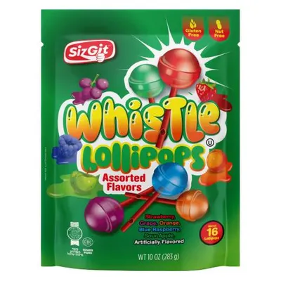 Assorted Fruit Flavored Whistle Lollipops 16 ct