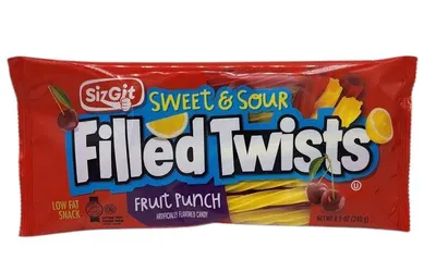 Sweet & Sour Filled Twists Fruit Punch Licorice