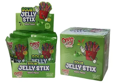 Sour Jelly Stix Box Apple 30Pk