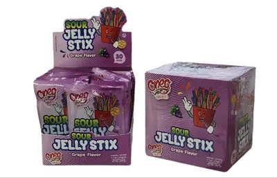 Grape Sour Jelly Stix Box 30 pk