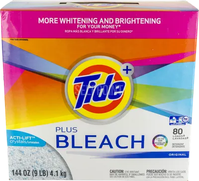 Tide® Plus Bleach Original Scent Powder Laundry Detergent 80 Load 144 Oz. Box