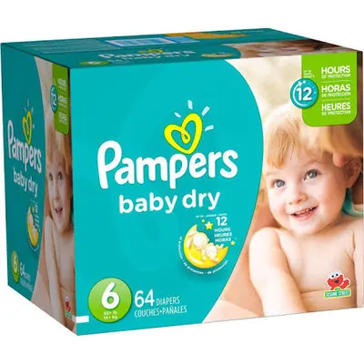 Baby Dry Size 6 Diapers 64 ct Box