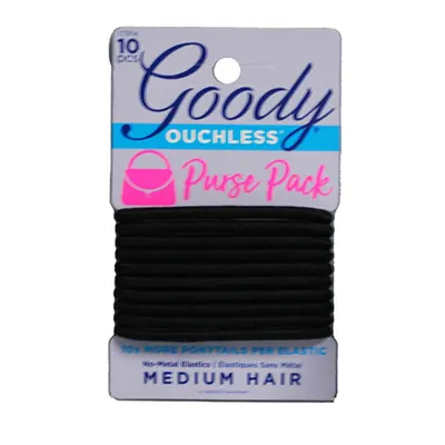 Purse Pack Medium Hair Black Elastic 10 pcs