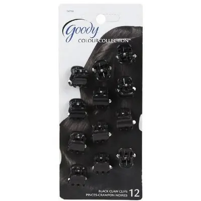 Hair Clips Mini Claw Black 12Ct