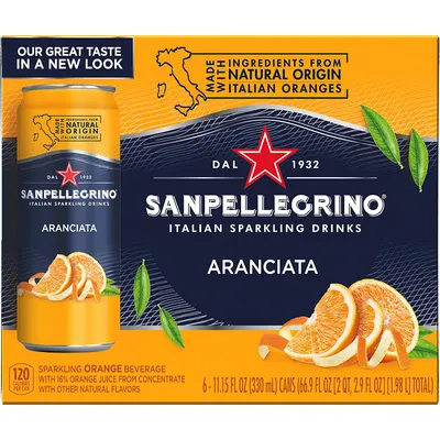 Aranciata Italian Sparkling Drink 6 pk