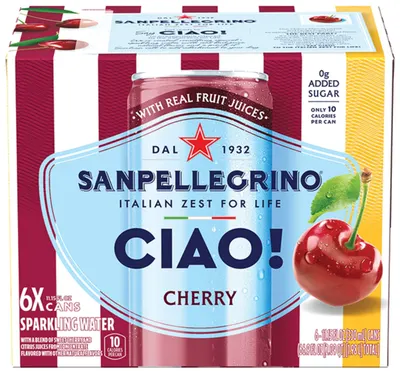 Cherry Flavored Sparkling Water Cans 6 ct