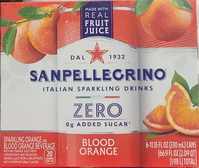 Blood Orange Italian Sparkling Drink Cans 6 ct