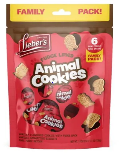 Fudge Lined Animal Cookies Mini Bags 6 pk
