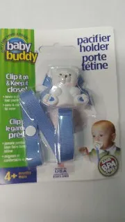 Pacifier Holder Bear Blue Ribbon