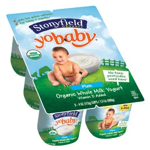 Organic Yobaby Plain Whole Milk Yogurt with Probiotics 6 pk