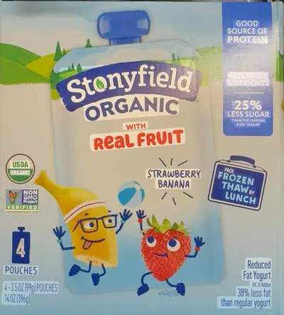 Organic Yokids Strawberry Banana Lowfat Yogurt 4 pk