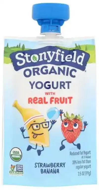 Organic Yokids Strawberry Banana Lowfat Yogurt Pouch