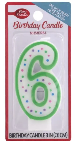 Numeral Birthday Candle No.6