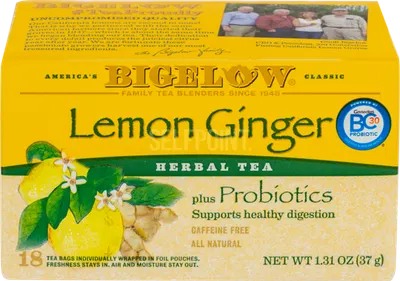 Lemon Ginger Herbal Tea Plus Probiotics 18 ct