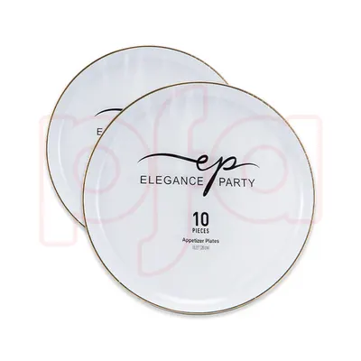 "7.5"""" White & Silver Dinner Plates 10 pieces"