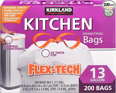 Kitchen Bags Drawstring White 13 Gal