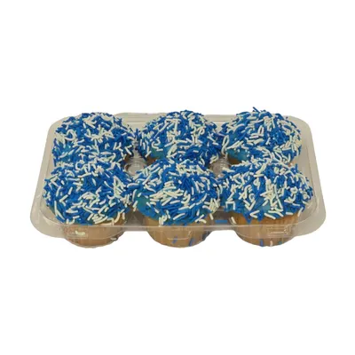 Cupcakes Large Blue Sprinkle 6Ct