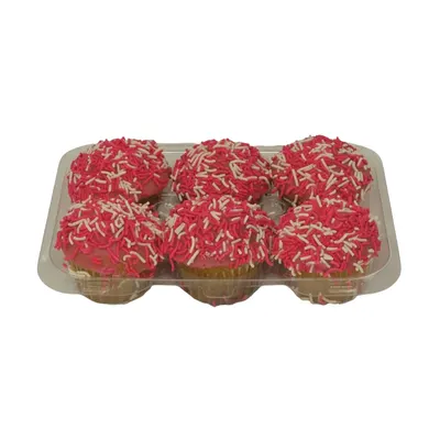 Cupcakes Large Pink Sprinkle 6Ct