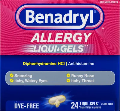 Dye Free Allergy Liquid Gels Capsules 24 ct