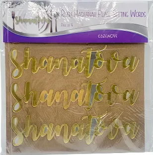 Shana Tova Acrylic Gold Place Setting