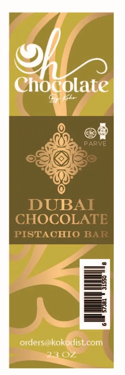 Oh Chocolate Dubai Chocolate Pistachio Bar