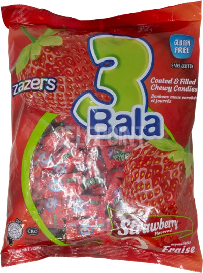 3 Bala Strawberry Coated & Filled Chewy Candy