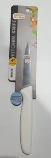 "4"""" White Kitchen Knife - Pointed Tip/Serrated Edge"