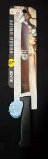 "8"""" Black Bread Knife Serrated Edge"