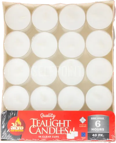 Tealight Candles in Clear Cups 40 pk