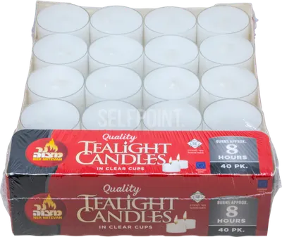 8 Hr Tealight Candles in Clear Cups 40 pk