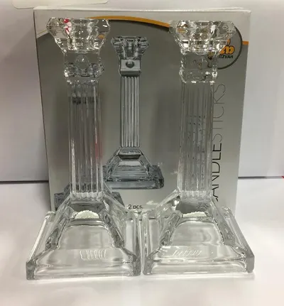 8" Crystal Glass Candle Sticks
