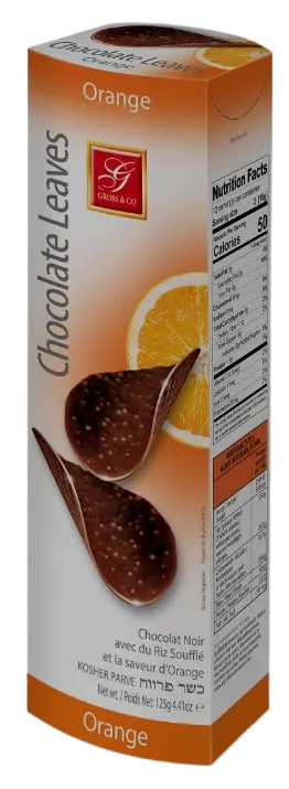 Dark Chocolate Leaves with Orange Flavor