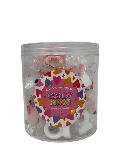 Ring Diamonds and Hearts Candy Rings 24 pcs