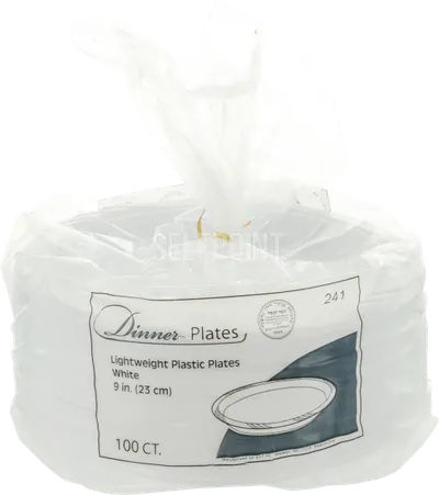 "9"""" Lightweight Plastic Plates White 100 ct"