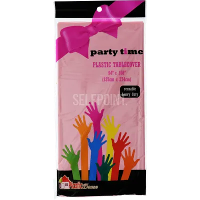 "54"""" x 108"""" Pink Plastic Table Cover"
