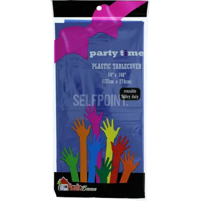 "54"""" x 108"""" Dark Blue Plastic Table Cover"