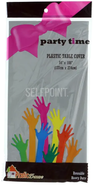 "54"""" x 108"""" Silver Plastic Table Cover"