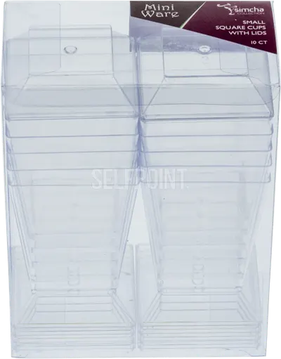 Mini Ware Small Clear Square Cups with Lids