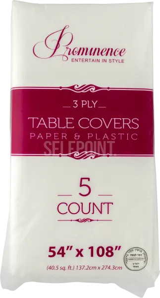 "3 Ply White Paper & Plastic Tablecovers 54"""" x 108"""""