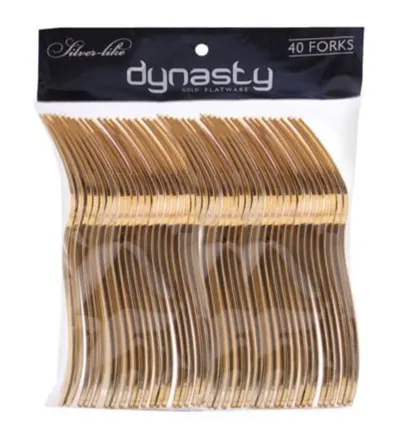 Dynasty Silcer-Like Gold Flatware Forks 40 ct