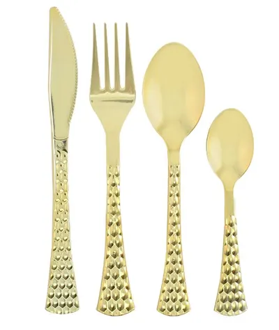 Cutlery Combo 40Ct Hammered Gold