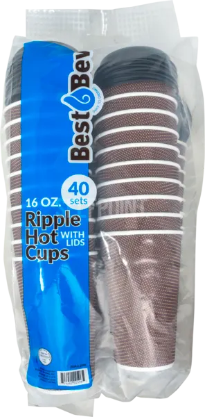 Ripple Hot Cups with Lids 40 ct