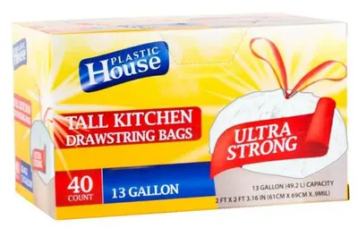 Tall Kitchen 13 Gallon White Drawstring Bags