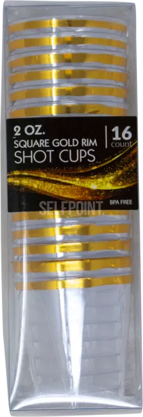 2 oz Square Gold Rims Shot Cups